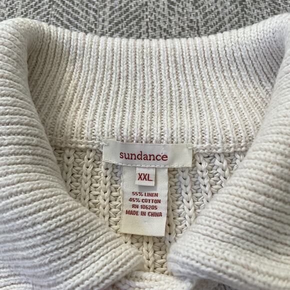 Sundance Chunky Knit Cardigan Sweater Double Breasted Pockets Ivory XXL - Picture 8 of 11